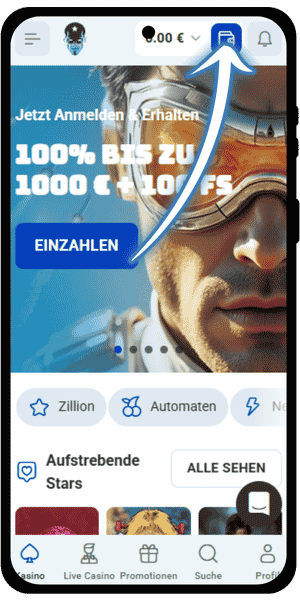Einzahlung im Konto öffnen
