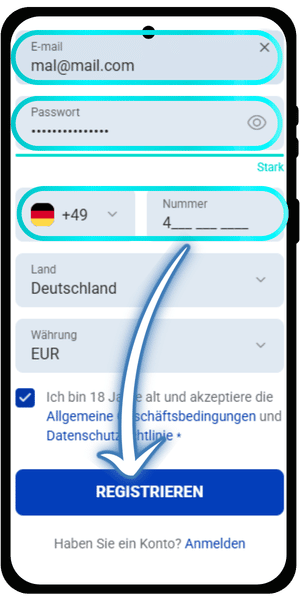 Konto mit Ihren Daten erstellen