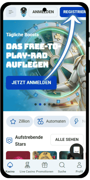 Registrierung auf dem Smartphone starten