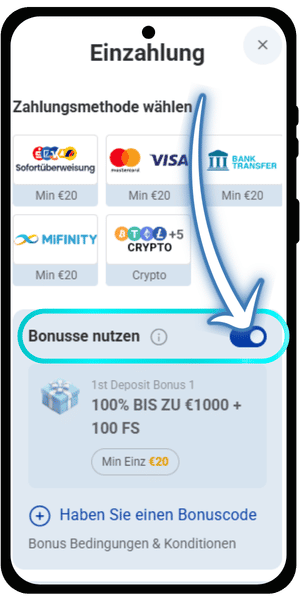 Rocket Spin bonus Zahlungsmethode wählen bonus